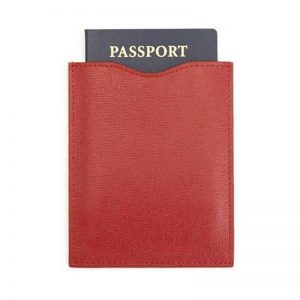 Passport Sleeve in Saffiano Leather, Red